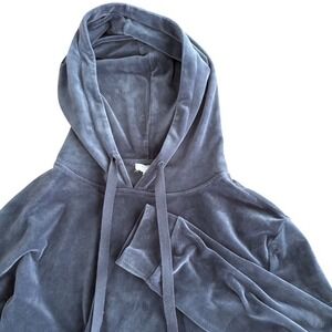 LOFT Lounge Velour Hoodie Pullover Casual Cozy Athleisure Gray Size L
